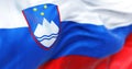 Close-up view of Slovenia national flag waving