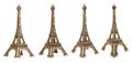Close up view of a small Eiffel tower statue photographed with different perspectives Royalty Free Stock Photo