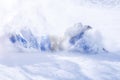 Close up view snowboarder fall on snow while snowboarding Royalty Free Stock Photo