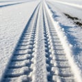 Snowmobile Tracks in Fresh Snow Royalty Free Stock Photo