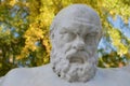 Close up view of Socrates dying resin statue