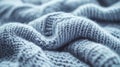 Close-up view of soft blue knitted fabric texture Royalty Free Stock Photo