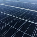 Close-up view of a solar panel array composed of multiple rectangular photovoltaic Royalty Free Stock Photo