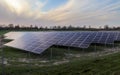 Close up view at solar panels in a renewable energy park Royalty Free Stock Photo