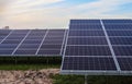 Close up view at solar panels in a renewable energy park Royalty Free Stock Photo