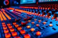 Close Up of Soundboard Controls in a Recording Studio Royalty Free Stock Photo