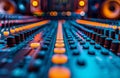 Close Up of Soundboard Controls in a Recording Studio Royalty Free Stock Photo