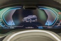 Close-up view of speedometer design on new BMW iX3 M-sport electric car. Royalty Free Stock Photo