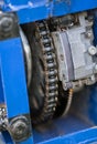 Close up view of sport racing car parts. Engine chain