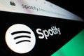 Close-up view of Spotify logo on its website