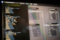 Close-up view of SQL database schema design and code editor on a computer screen. Royalty Free Stock Photo