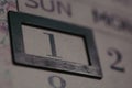 Close-up view of the 1st date on the calendar Royalty Free Stock Photo