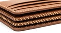 Stack of Brown Leather Wallets with Stitching Details Royalty Free Stock Photo