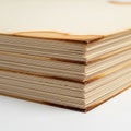 A close-up view of a stack of brown, unmarked sheets of paper with visible fibers and Royalty Free Stock Photo