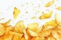 A close-up view of a stack of crispy potato chips Royalty Free Stock Photo