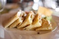 Close up of stack of Mexican shrimp Quesadillas dinner Royalty Free Stock Photo