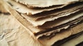 Close-Up View of Stacked Aged Brown Papers with Textured Surface Royalty Free Stock Photo