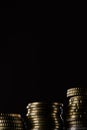 close up view of stacks of coins Royalty Free Stock Photo