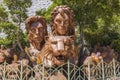 Close up view of statue of Siegfried and Roy at Mirage Casino , Las Vegas, Nevada,