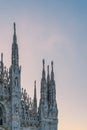 Close up view of the statues and sculptures of Milan Cathedral, Milan, Italy Royalty Free Stock Photo