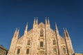 Close up view of the statues and sculptures of Milan Cathedral, Milan, Italy Royalty Free Stock Photo