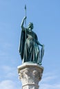 Close up view of the staute of Berna the patron saint and symbol of the city of Bern