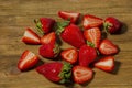 Close up view of strawberries isolated. White and red in focus. Royalty Free Stock Photo