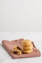 Close-up view of sugar free cookies on napkin. one cookie bitten Royalty Free Stock Photo