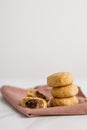 Close-up view of sugar free cookies on napkin. one cookie bitten Royalty Free Stock Photo