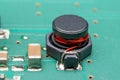 Close up view of surface mounted Power Inductor on a Printed circuit board Royalty Free Stock Photo