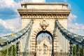 Close-Up View of Szechenyi Chain Bridge, Budapest, Hungary Royalty Free Stock Photo