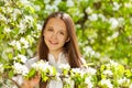 Close-up view of teenager girl with white flowers Royalty Free Stock Photo