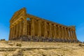 A close up view of the Temple of Concordia from the side in the ancient Sicilian city of Agrigento Royalty Free Stock Photo