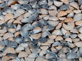 Close-up view of the textured birch woodpile