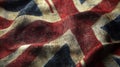Close up of Faded Union Jack Flag Fabric With Visible Texture and Folds Royalty Free Stock Photo