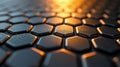 Close-up View of Textured Hexagonal Surface with Dramatic Lighting and Reflection Effects Royalty Free Stock Photo