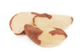 Close-up view on three brazil nut () Royalty Free Stock Photo