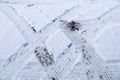 Close up view tire tracks at the surface of fresh fallen snow Royalty Free Stock Photo