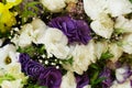 Close-up view to bridal bouquet of white and violet flowers Royalty Free Stock Photo