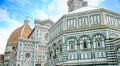 Close-up view to Florence duomo detail with interesting blue Royalty Free Stock Photo