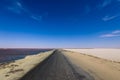 Close up View to the Road in the middle of Salt Lake Aftanas in Siwa Oasis Royalty Free Stock Photo