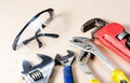 Close-up view of tools and equipment for repairing plumbing