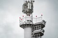 Close-up view of the top of modern stadium floodlight mast Royalty Free Stock Photo