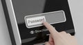 A close-up view of a touch screen interface displaying a password input field. A Royalty Free Stock Photo