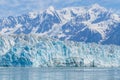 A close up view towards the snout of the Hubbard Glacier with mountain backdrop in Alaska Royalty Free Stock Photo