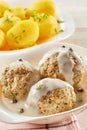 Close up view of traditional german meatballs Royalty Free Stock Photo