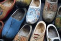 Close up view of traditional wooden Dutch shoes