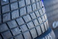 Close-up of the tread of a used tire Royalty Free Stock Photo