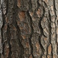 Close-up view of tree bark with deep, rugged textures and irregular Royalty Free Stock Photo