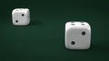 Two dices on a green table in casino. Royalty Free Stock Photo